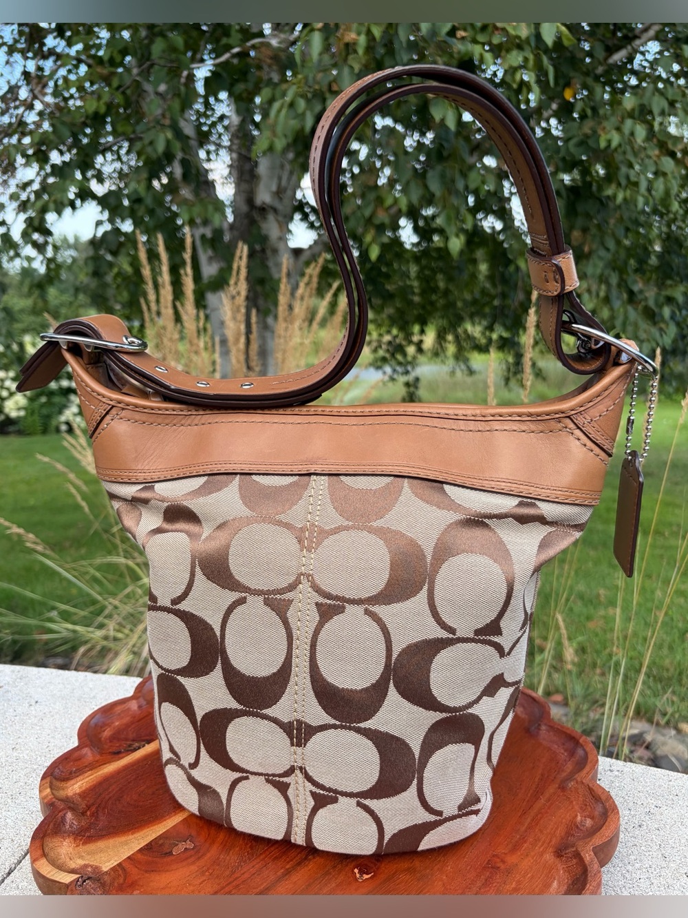 Coach Bleeker Signature Bucket Bag F13358 EUC